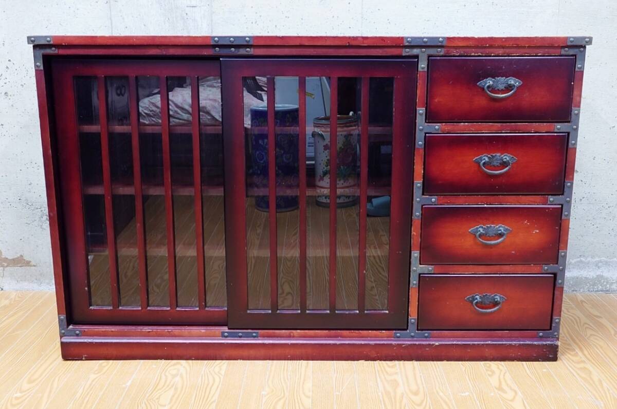 飾り棚 整理箪笥 飾り金具 和家具 家具 箪笥 タンス 収納棚 家具 引き出し 整理 大型家具 和箪笥 チェスト インテリア