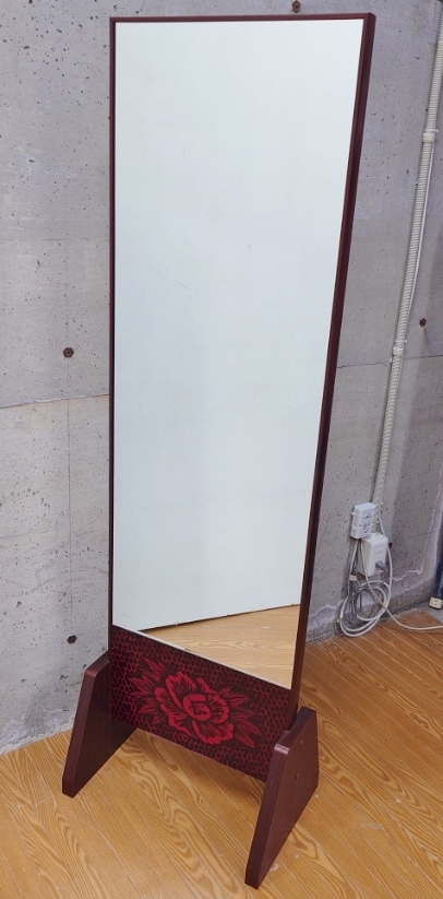 全身鏡 鎌倉彫 姿見 ミラー スタンドミラー 木製 鏡 姿見ミラー 家具 和家具 和風 彫刻 ラッカー塗装 アンティーク家具 和モダン 着付け鏡