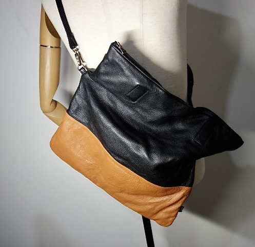 TK 価格25000円程 グラム glamb レザー ショルダーバッグ トートバッグ クラッチバッグ ブラック×ブラウン 素敵なバイカラー