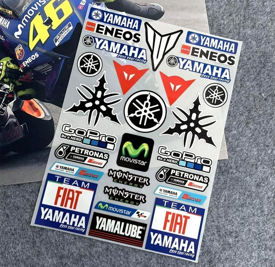 ★アウトレットセール★訳あり MotoGP RACING FIAT YAMAHA 反射 29 x 19 cm レーシング ステッカー スポンサーロゴ シール デカール グッズ
