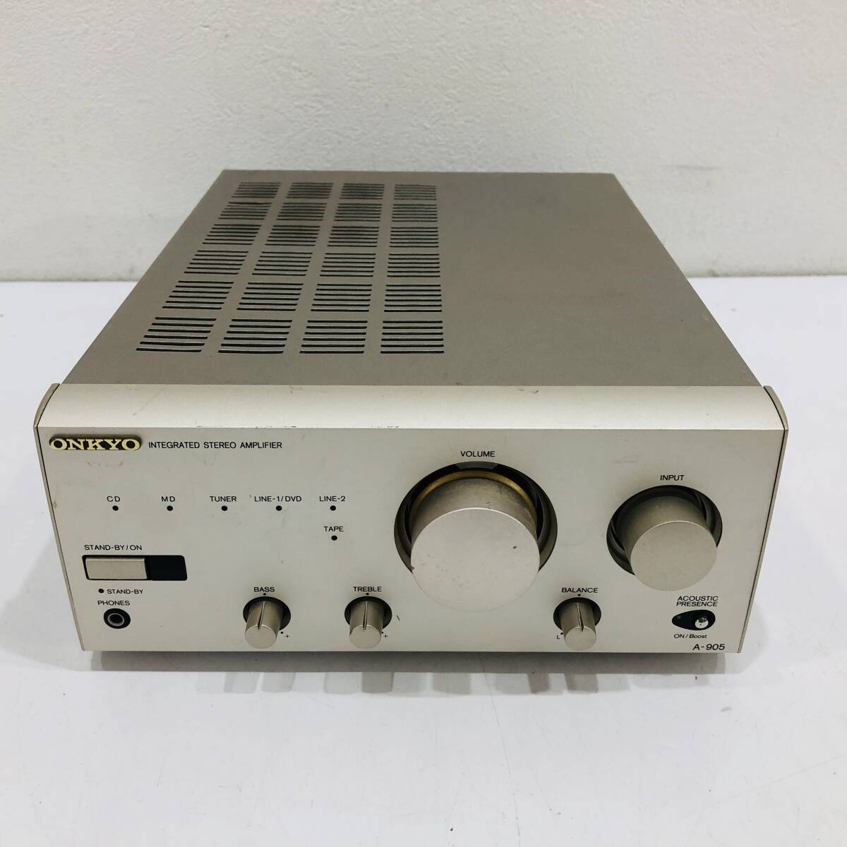 ●動作品 オンキョー A-905 プリメインアンプ ONKYO 音楽 再生 INTEGRATED STEREO AMPLIFIER 音響機器 日本製 M2264