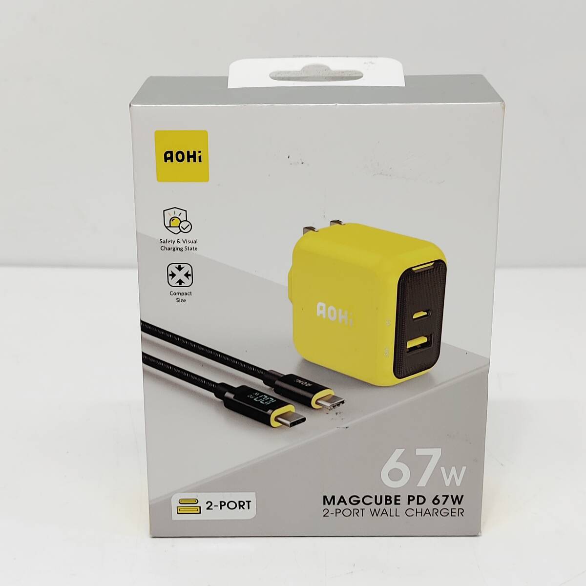 ●未使用 アオヒ AOC-C011 急速充電器 AOHI ブラック 未開封 67W Type-C 2ポート 液晶ケーブル付属 MAGCUBE マグキューブ S4592