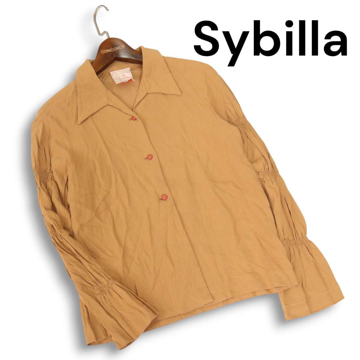 Sybilla シビラ 春夏★ デザインスリーブ 長袖 レーヨン シャツ ブラウス Sz.40 レディース