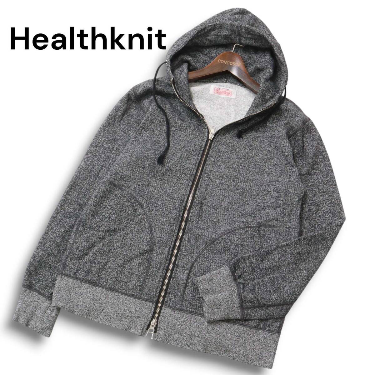 Healthknit ヘルスニット ジップアップ★ パーカー フーディー Sz.S メンズ 灰 グレー