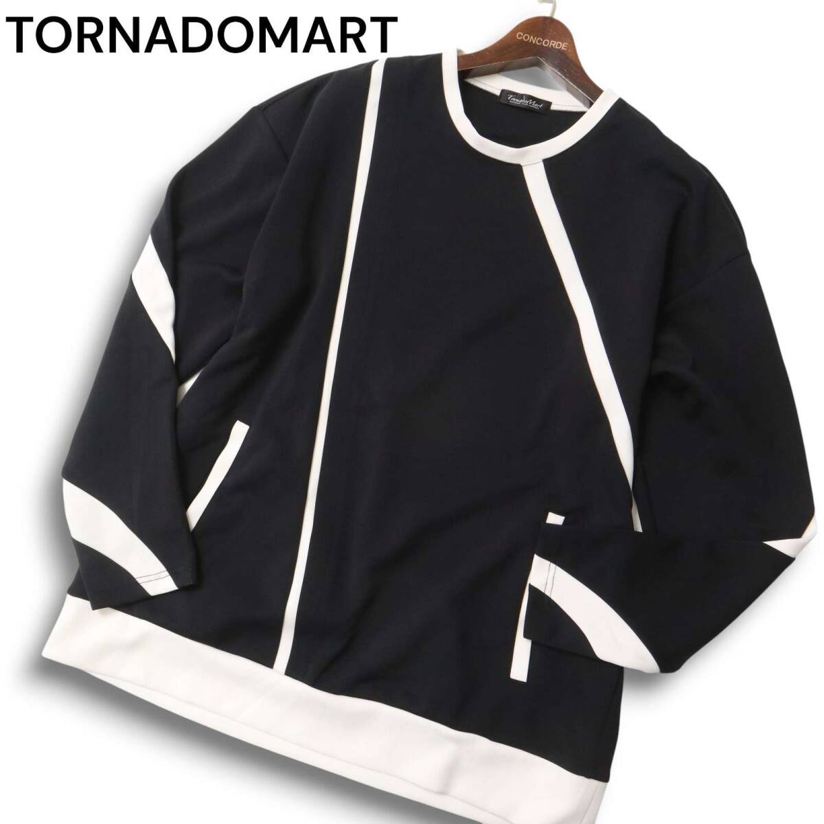 22AW★ TORNADOMART トルネードマート 通年 スクリュー バイカラー スエット トレーナー Sz.L メンズ 黒