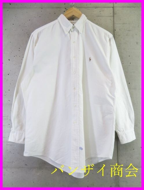 【送料300円可】9290s4◆90sヴィンテージ◆Ralph Lauren ラルフローレン ボタンダウン 長袖オックスフォードシャツ 16-33/ジャケット/古着