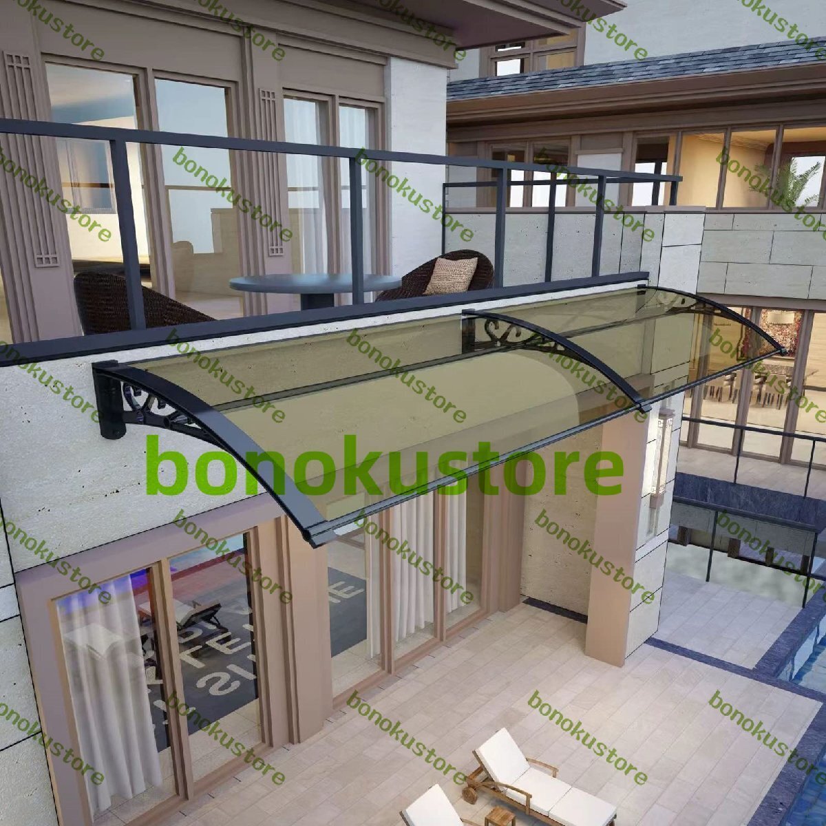 テラス屋根 ひさし雨よけ玄関屋根 梅雨対策 住宅用 100x300cm パティオ日除け 後付け 雨雪パネルをミュート ブラケット付き