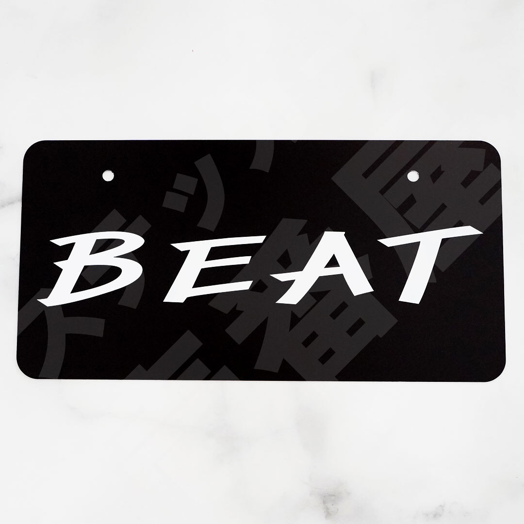 展示用ナンバープレート【 BEAT ブラック×ホワイト】 1枚 HONDA ホンダ ビート PP1 ファッションプレート ライセンスプレート　送料無料