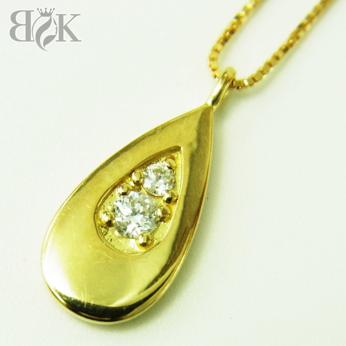 美品 K18 TSUTSUMI しずくモチーフ ネックレス アジャスター付き 全長：約45.0cm 幅：約0.6mm 約2.2g ■