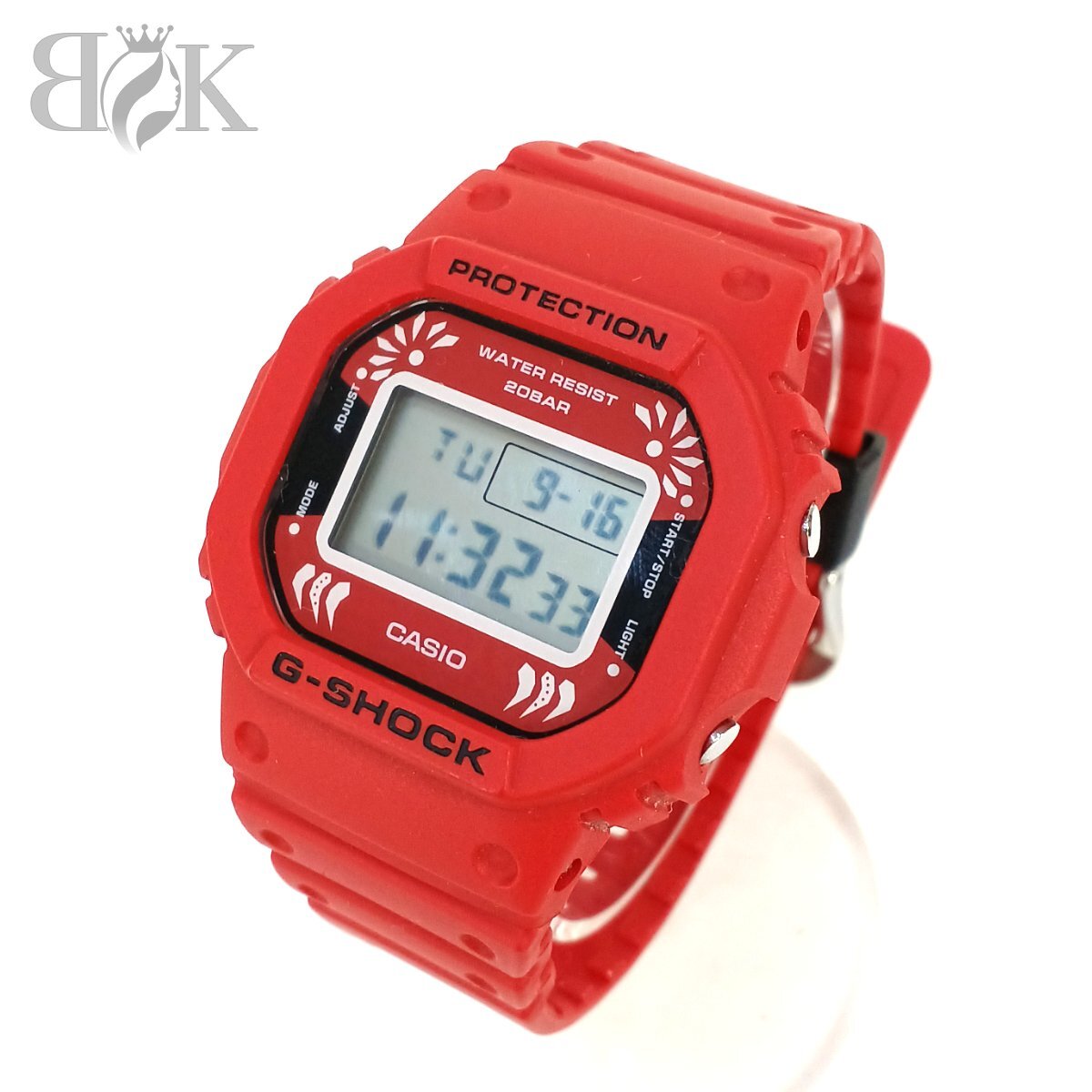 カシオ G-SHOCK ジーショック ダルマ 達磨 シリーズ DW-5600DA メンズ 腕時計 レッド デジタル文字盤 動作品 CASIO 中古 ★