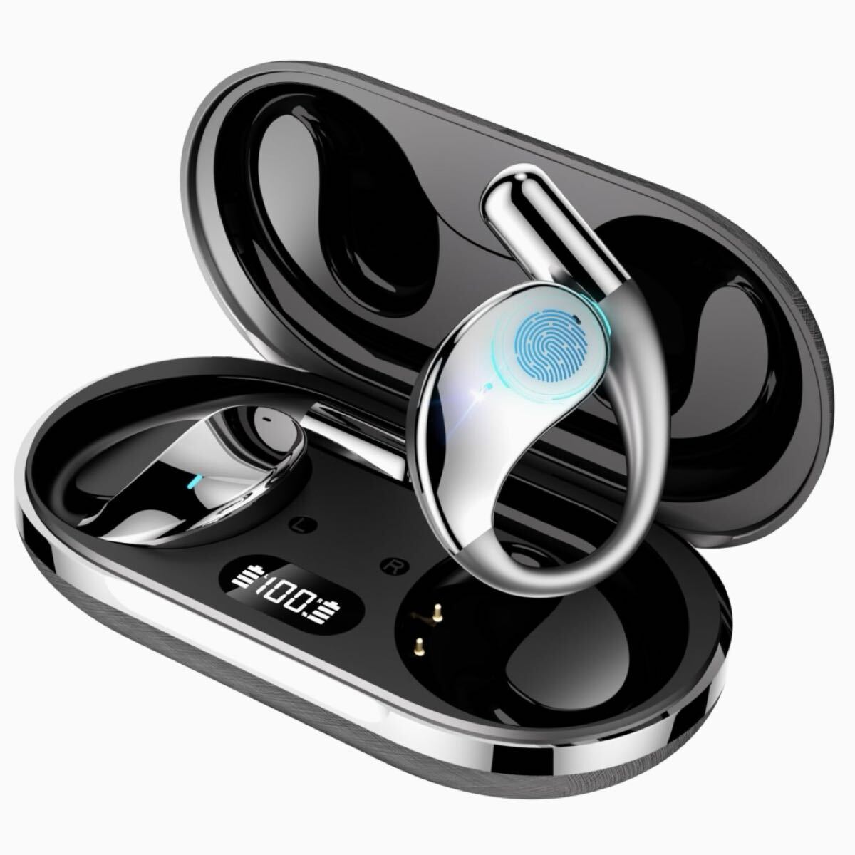 ワイヤレスイヤホン AI翻訳機 翻訳機能 115言語 イヤホン 通話 Bluetooth 耳を塞がない ノイズキャンセリング 防水 イヤホン型 音楽再生 黒