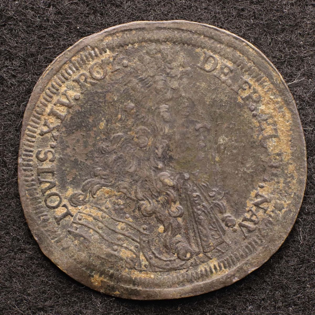 *[令]フランス ルイ14世 黄銅貨（1643-1715）トークン[E5781]7b5