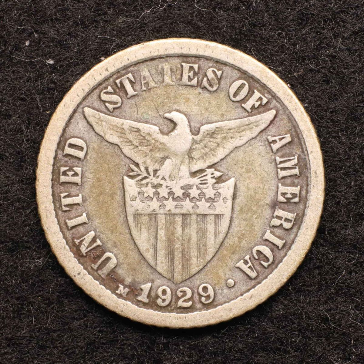 *[令]アメリカ領フィリピン 10センタボ銀貨（1929）2 g, 17 mm[E5549]7n0