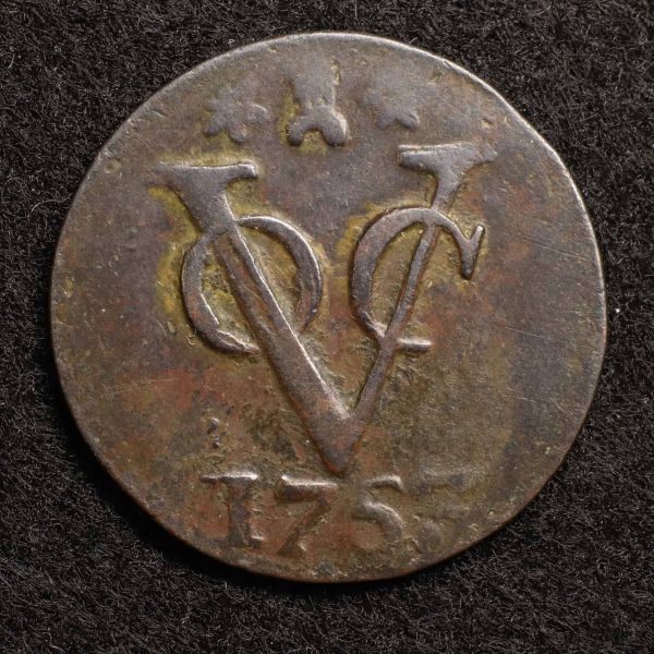 *[令]オランダ領東インド VOC 1 Duit 銅貨（1753）ゼーラント・ミント、インドネシア、コイン[E772]7h8