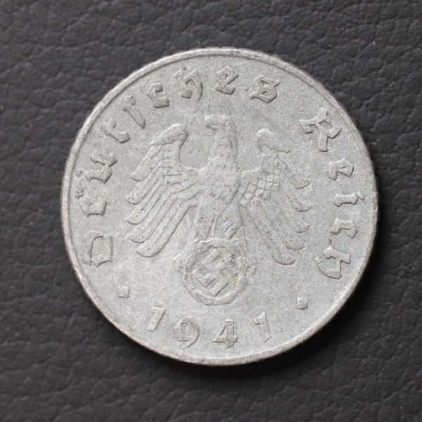 *[令]ナチス鉤十字 ドイツ 5 Reichspfennig 亜鉛貨（1941） [E6692]7d9