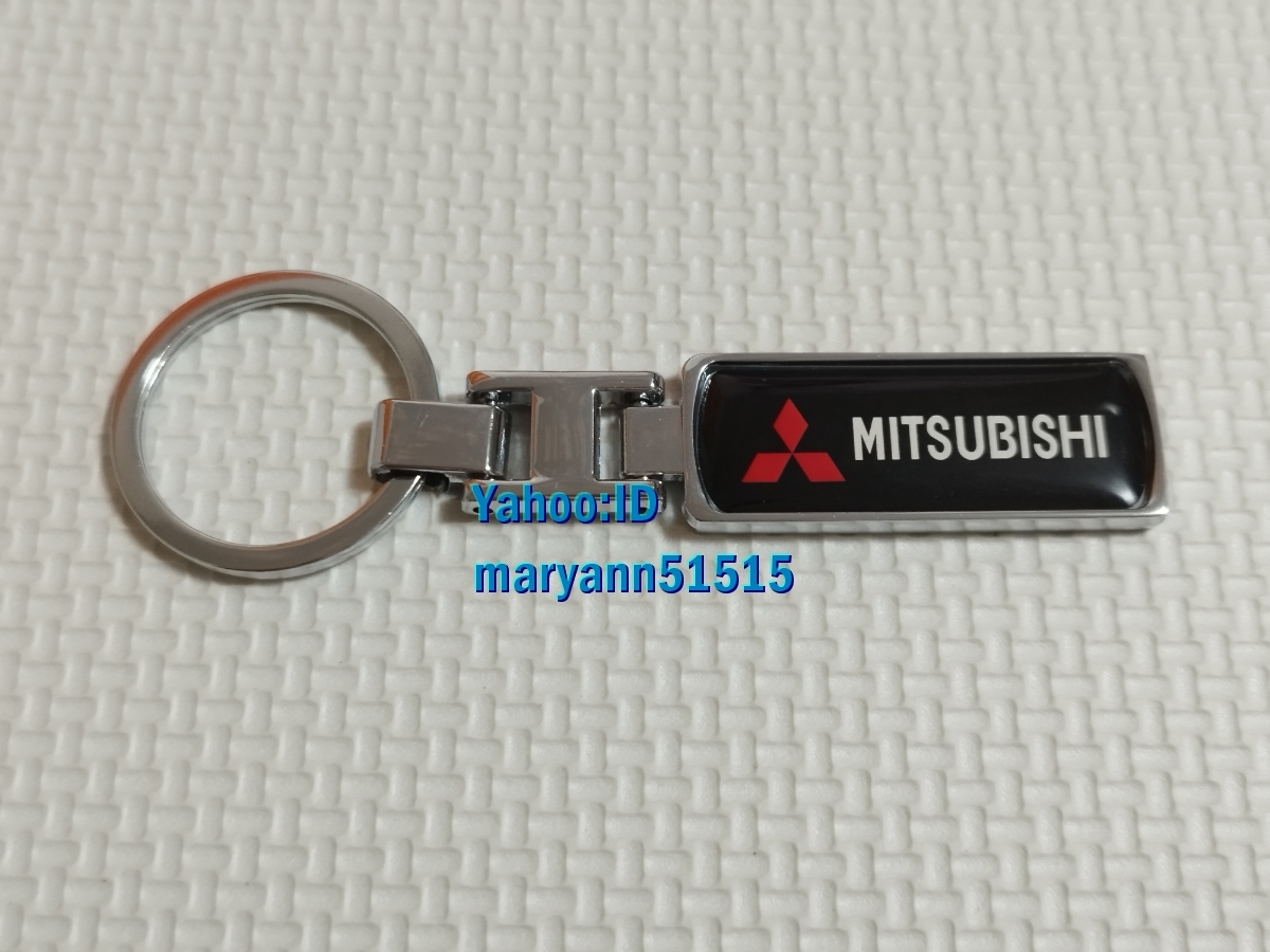 MITSUBISHI キーホルダー リボン キーチェーン リング ラリーアート RALLIART 三菱 ランサー パジェロ ギャラン アウトランダー デリカ