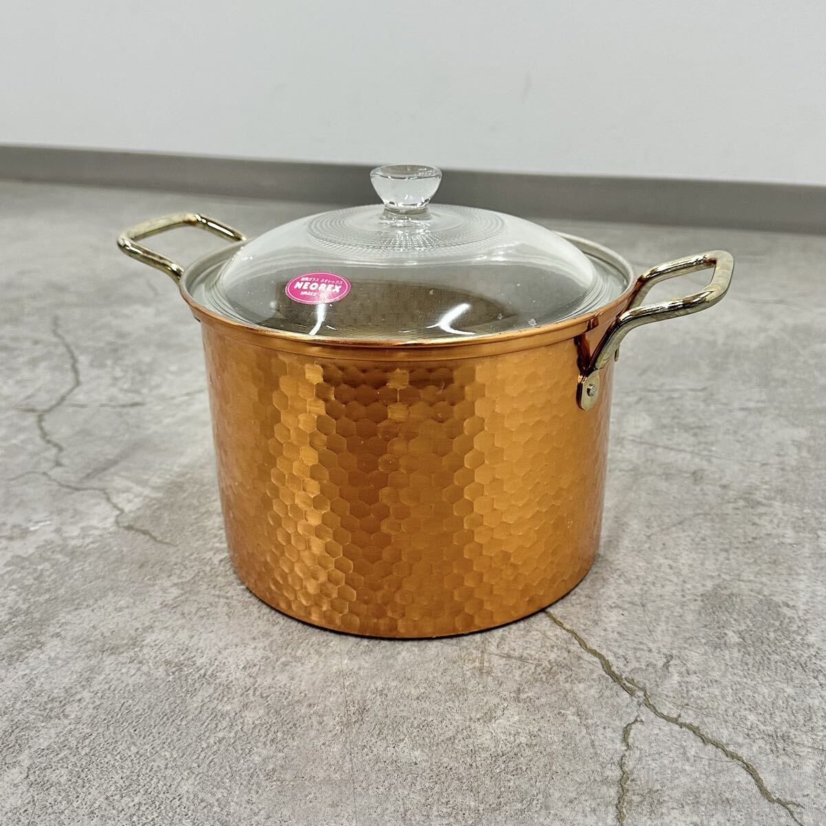 SNT842 新品 昭和レトロ ネオレックス 両手鍋 耐熱ガラス 蓋 鍋 20cm 調理器具 キッチン用品 NEOREX キッチン雑貨