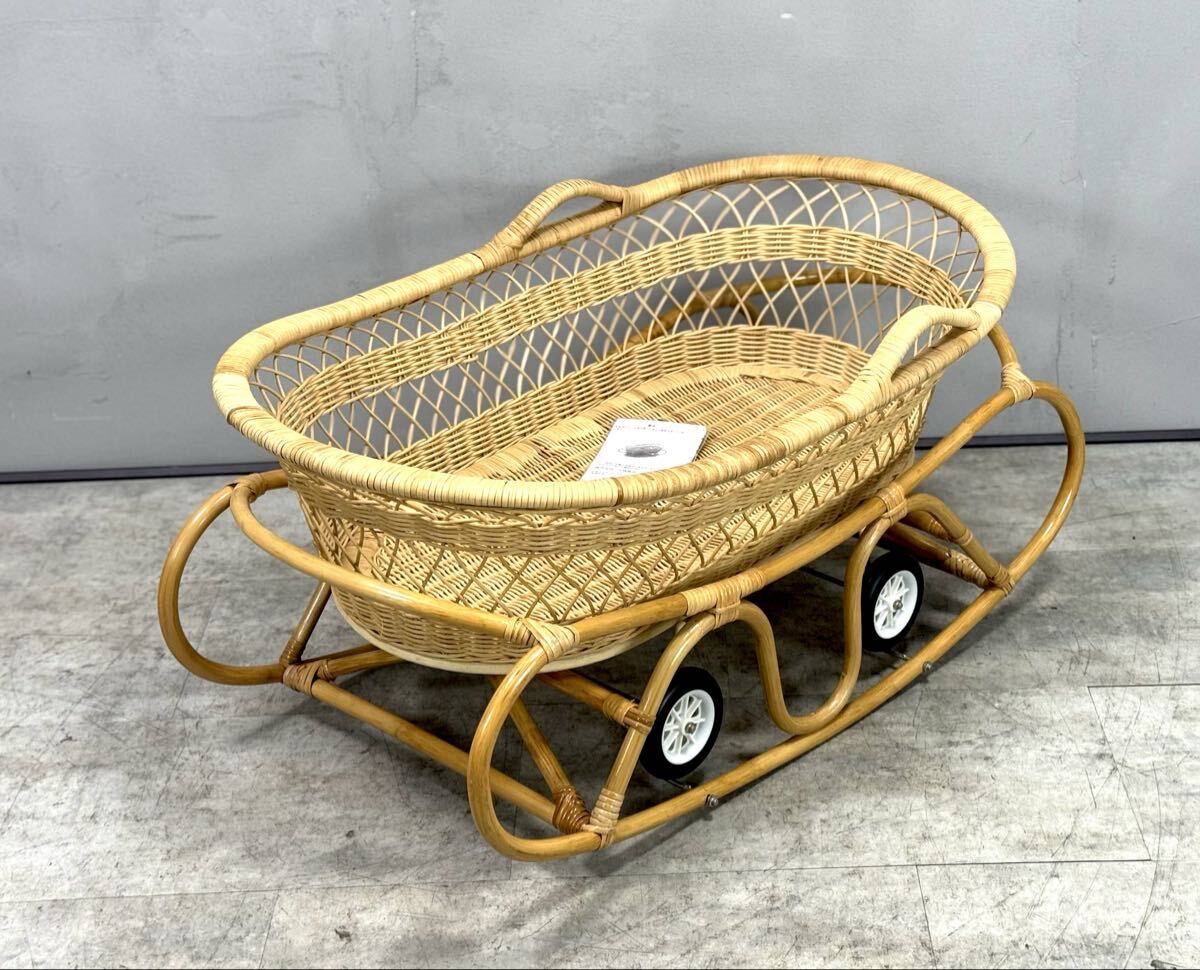 藤ヨーラン ラタン 藤 ゆりかご ベビーベッド バウンサー 揺り籠 揺り篭 赤ちゃん ベビー用品 レトロ■兵庫県姫路市から A25-252