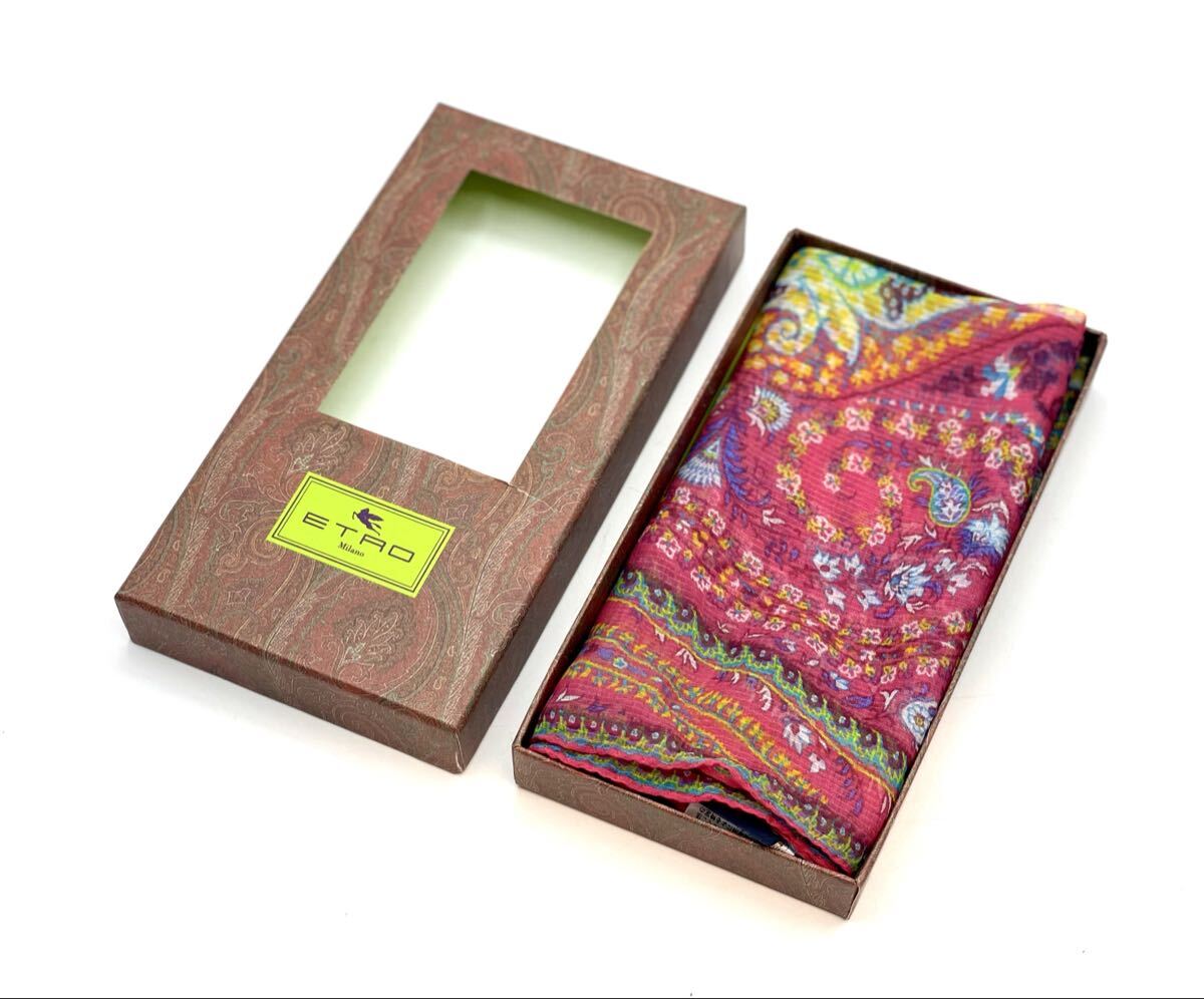 ETRO エトロ イタリア製 シルク スカーフ ショール ストール 大判 ブランドスカーフ ペイズリー 花柄■兵庫県姫路市から j3 25-3988
