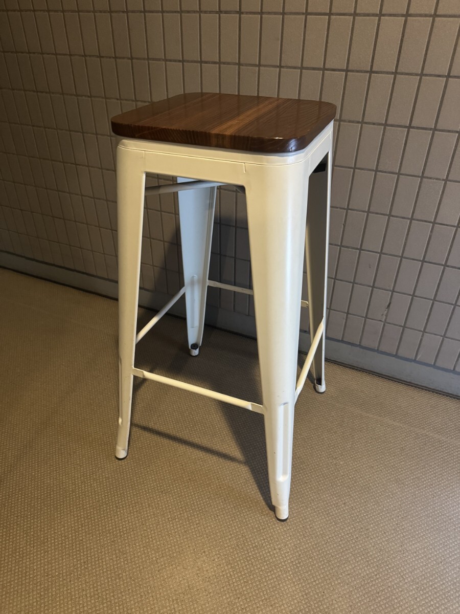 6脚在庫　ハイスツール(座面木製ウッド)ホワイトブレス　スツール/高さ760　送料2500円 東京池袋　 椅子 イス チェア