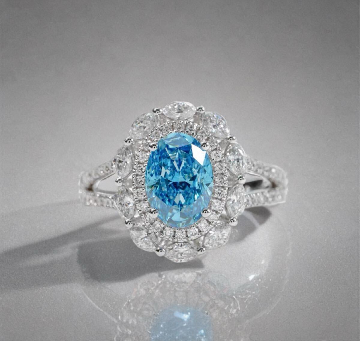 【受注制作3週間】 ラボブルーダイヤモンドリング 2ct VS1 IGI鑑別書付