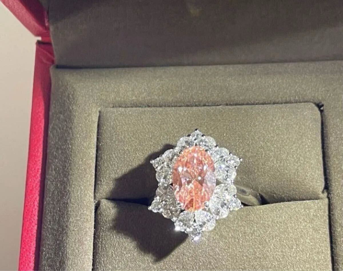 ピンク ラボグロウンダイヤモンドリング 。2.15ct VS1 CVD PT950 Fancy Vivid Pink IGI鑑別書付
