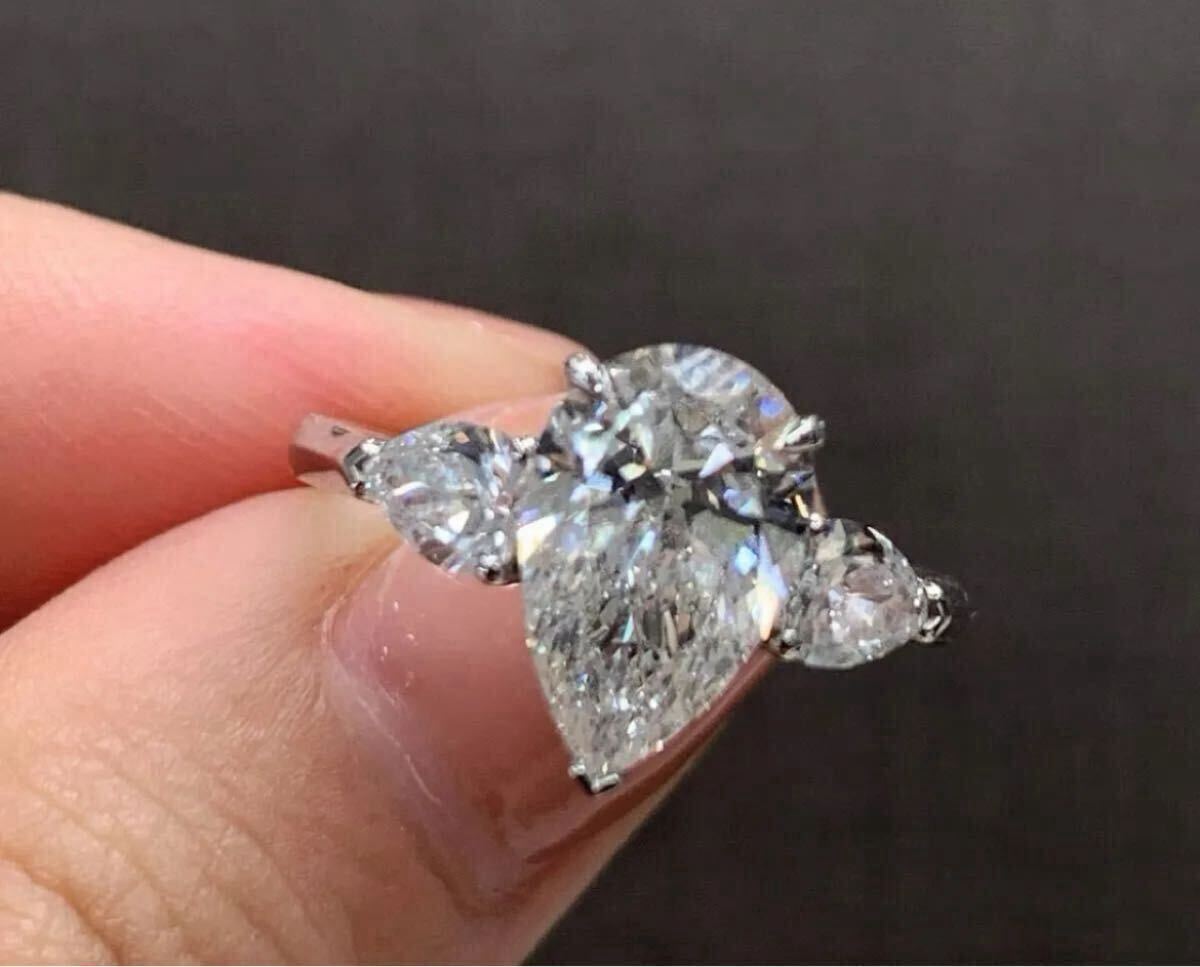 ラボグロウンダイヤモンドリング 。無改色2ct Eカラー VS1 PT950 三生石デザイン