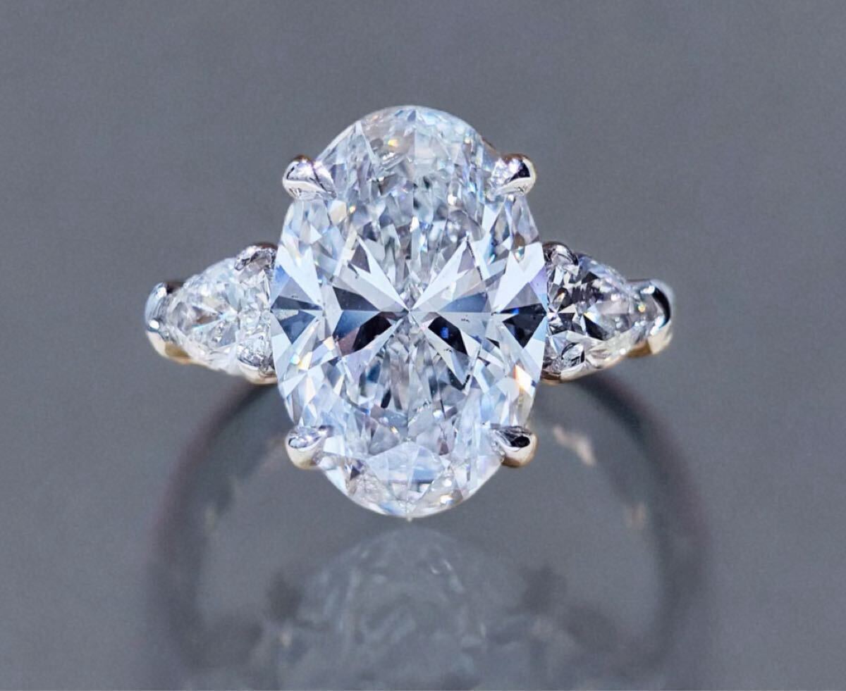 受注制作 3ct D VS1 オーバル ラボグロウンダイヤモンド リング PT950 無改色 IGI鑑別書付