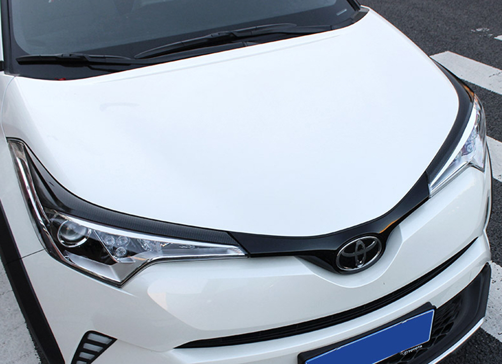 [在庫品] トヨタ C-HR CHR (NGX50/ZYX10)用エアロ フロント アイライン カバー左右 ヘッドライトガーニッシュ カーボン調(水圧転写)