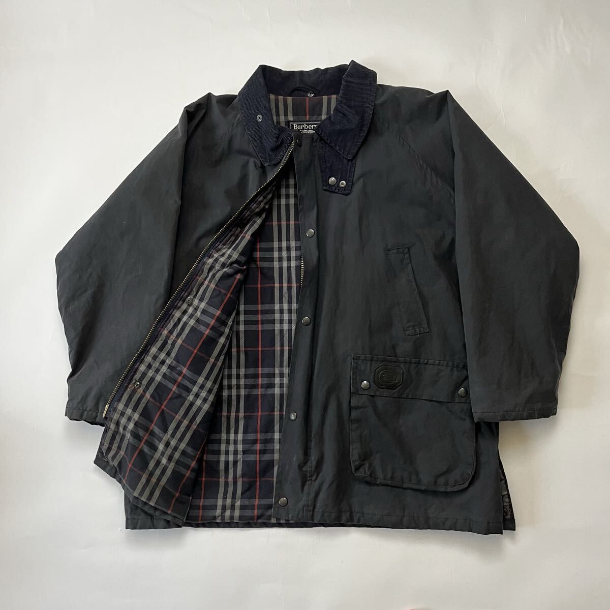 バーバリー オイルド ハンティングジャケット ビューフォート チェック ネイビー Barbour BEDALE ワックス