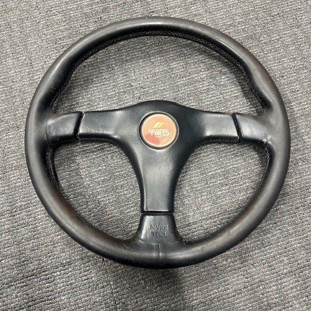 超希少 廃盤 TRD NARDI GARA3 ステアリング ホーンボタン付き ブラックレザー トヨタ ナルディ 旧車 ネオクラ ドリフト 純正 オプション