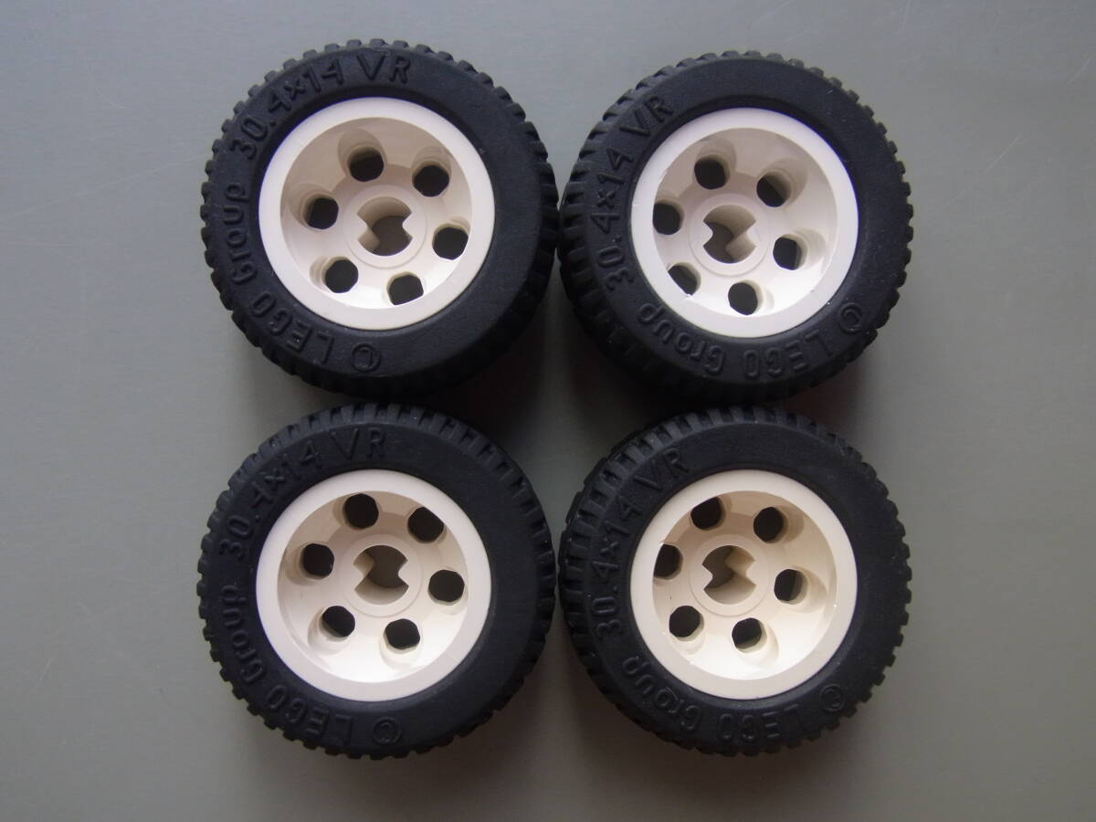 【中古】レゴテクニック[LEGO Technic] ホイール(白)&タイヤ4個セット [2994&6578(2994c01)] #6639,#8225等 オールドレゴ ※複数在庫品
