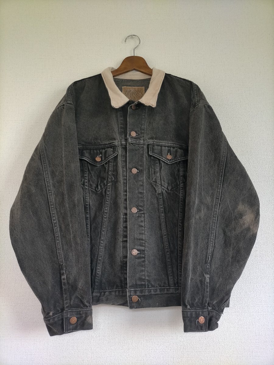 90s USA製 ビンテージ JC Penney ARIZONA JEAN CO. アリゾナジーンズ 4つポケット ブラック デニムジャケット size-L ★Gジャンワーク古着