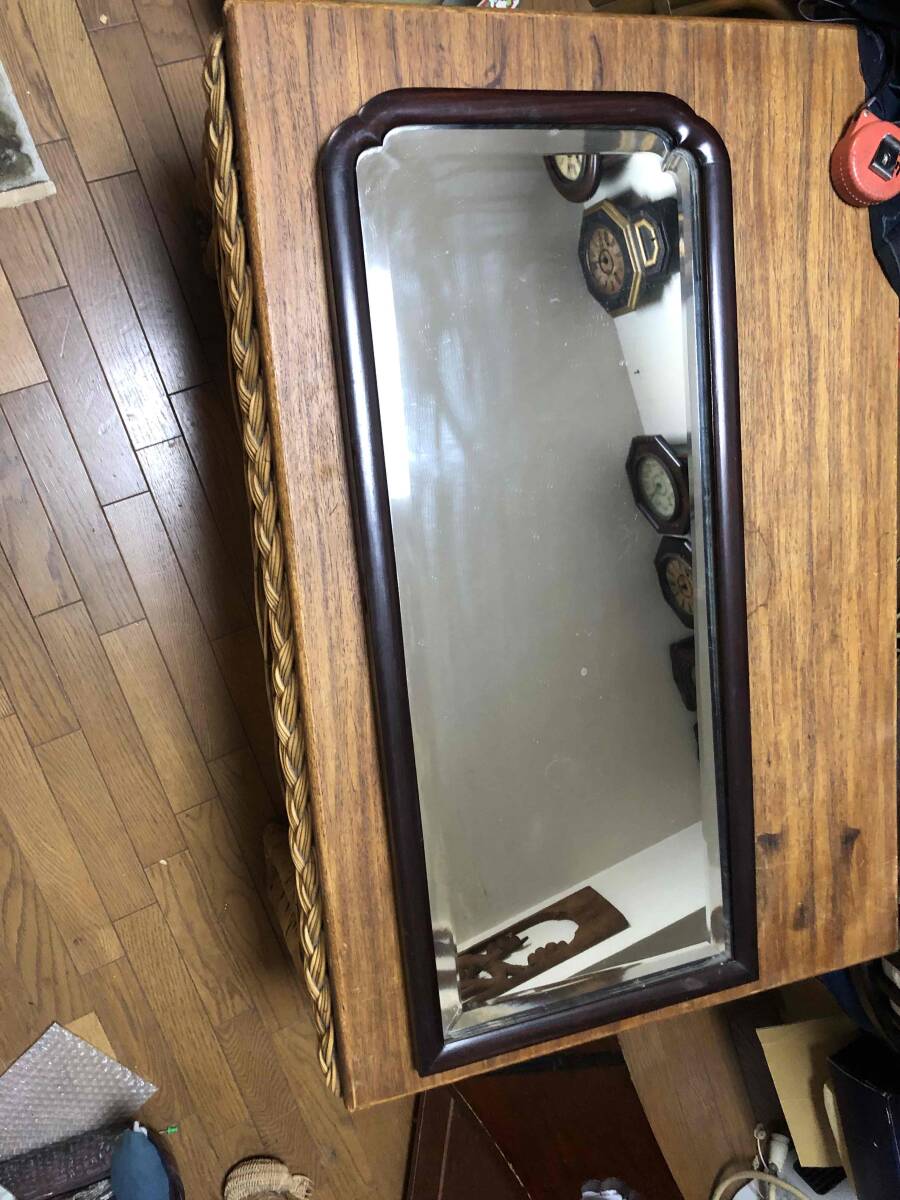 古家具 姿見 鏡 アンティーク 骨董 木製 重厚感 壁掛け式？ 卓上式？　ミラー 時代物 レトロ