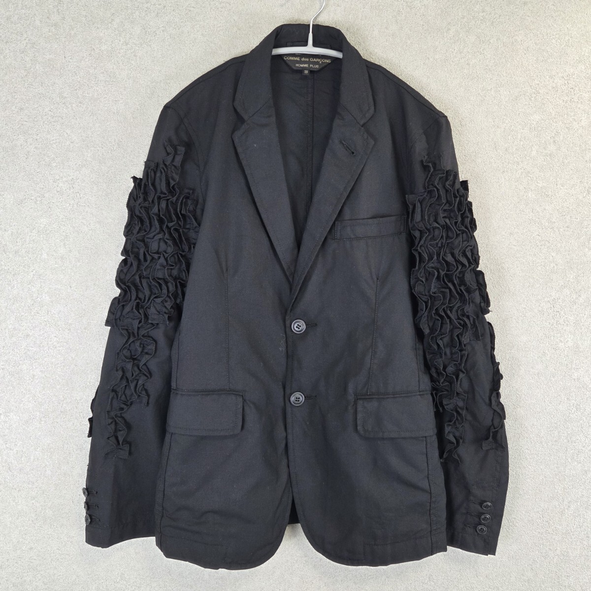 希少 12SS COMME des GARCONS HOMME PLUS frills sleeve jacket コムデギャルソン オムプリュス フリル テーラード ジャケット archive 黒