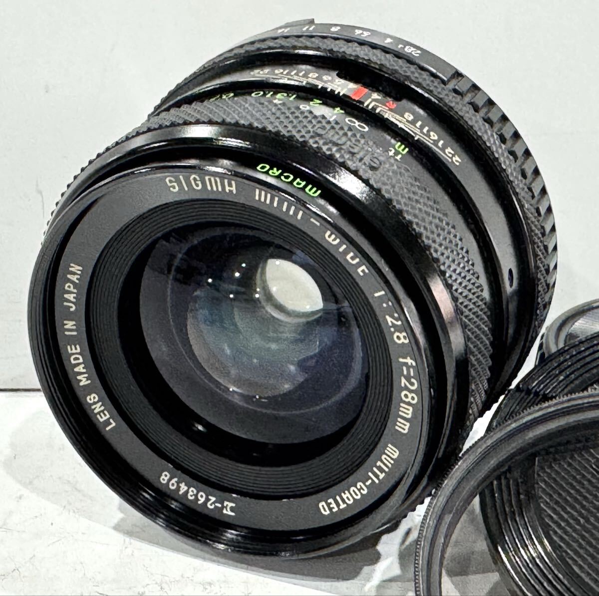 250917C☆ SIGMA mini-WIDE 1:2.8 f=28mm MULTI-COATED LENS MADE IN JAPAN MINOLTA用 マニュアルレンズ おまけ付 ♪配送＝宅急便(EAZY)♪