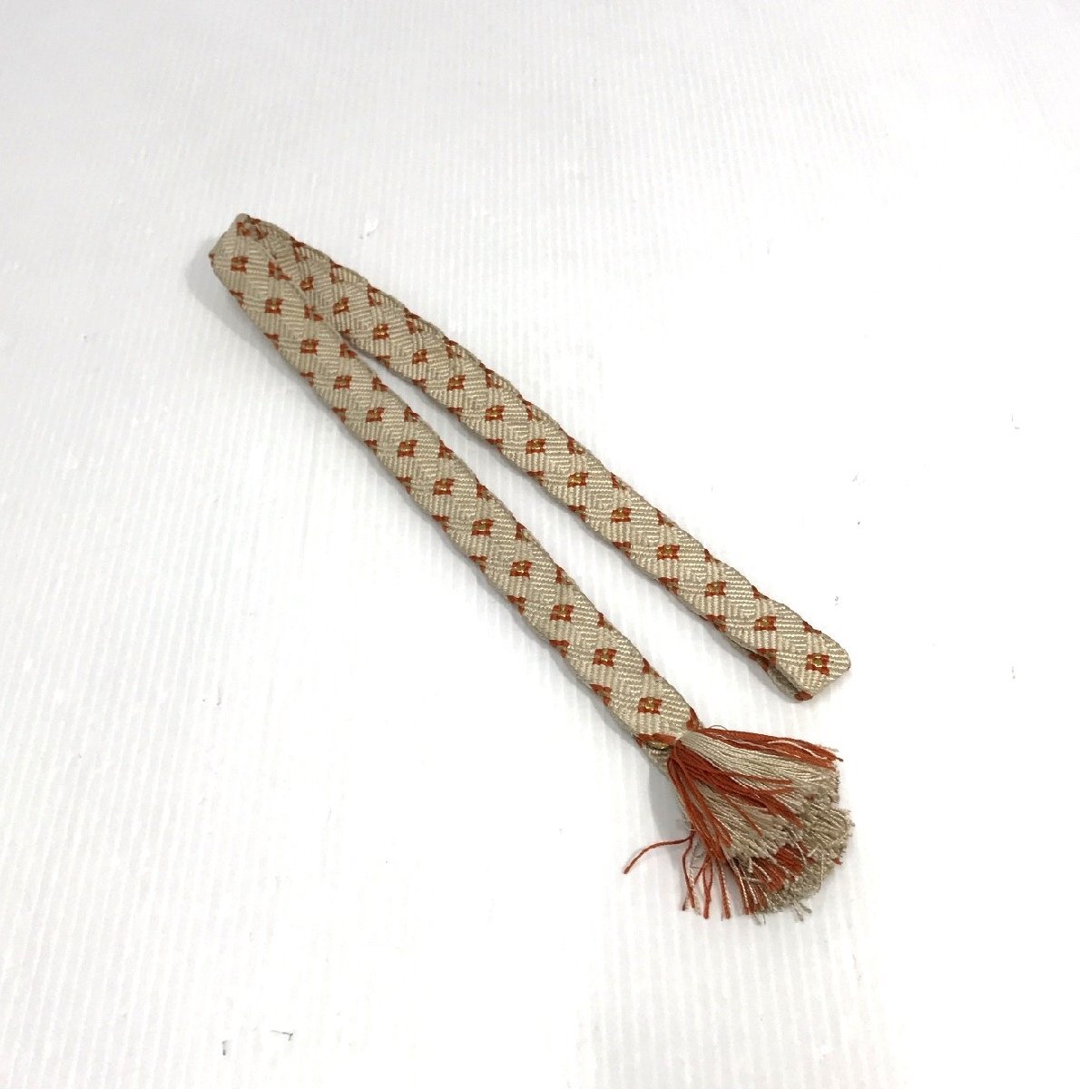 帯締め 金糸×オレンジ 手組紐 唐紐 太め 幅2.5cm 和装小物 着物 コスプレ ベルト アクセサリー【道楽札幌】