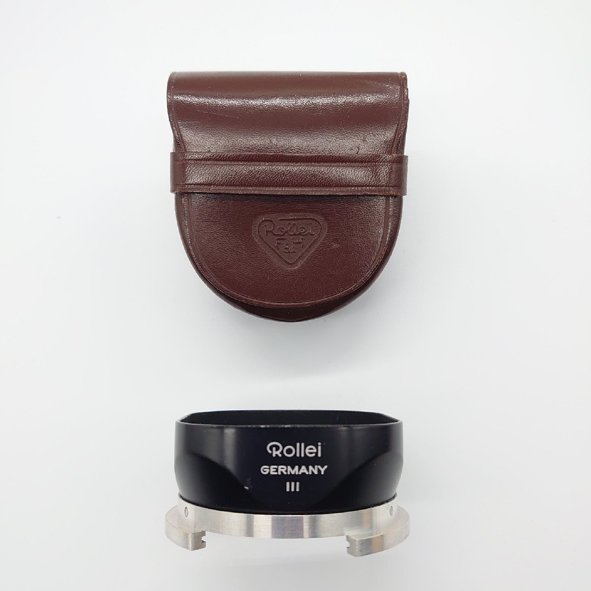 Rollei GERMANY Ⅲ ローライ ROLLEI 二眼レフカメラ用 レンズフード 本革ケース付 メタルフード【道楽札幌】