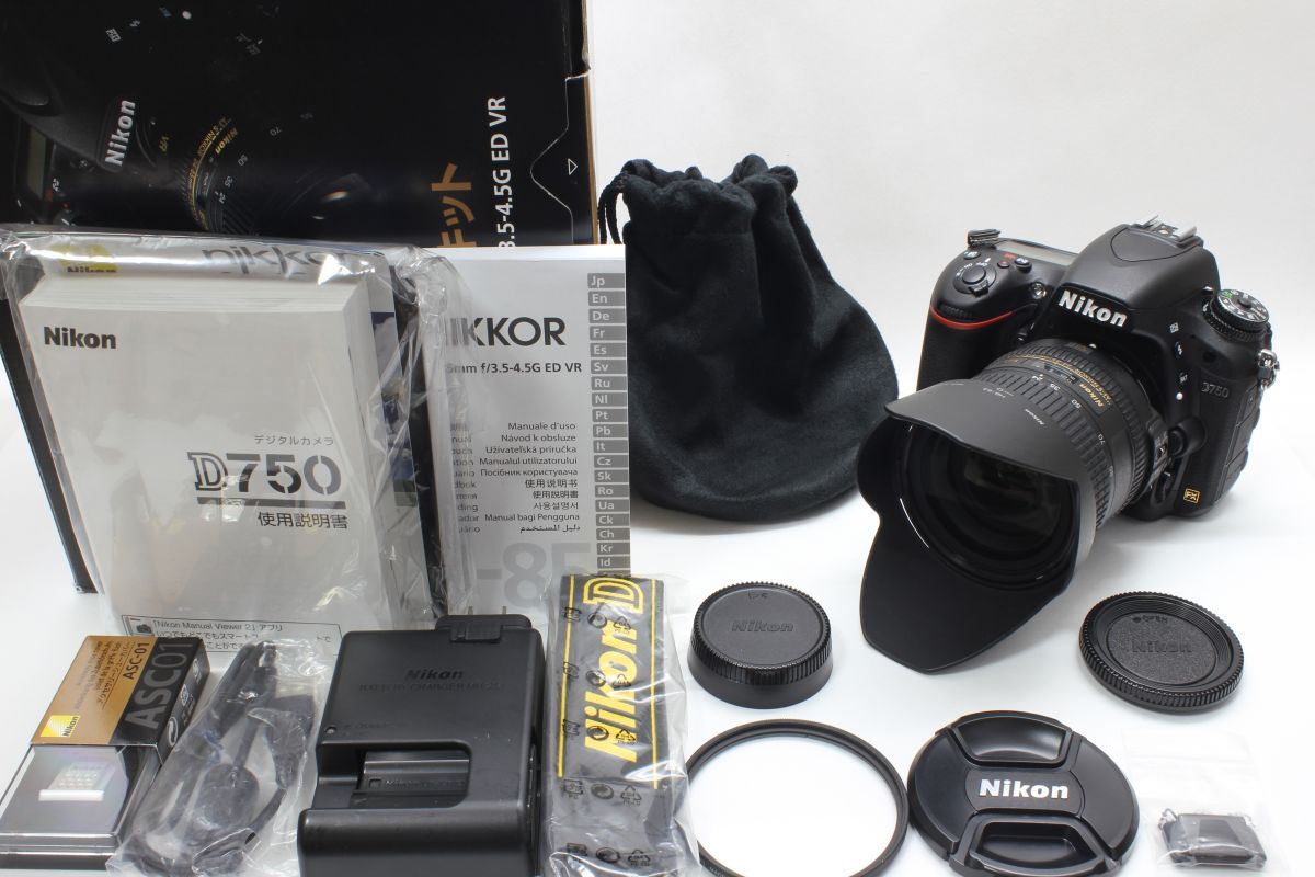 ショット数1656回【動作美品】ニコン Nikon D750 / AF-S DX 24-85mm F3.5-4.5 G ED VR 動作確認済 バッテリー 充電器 元箱