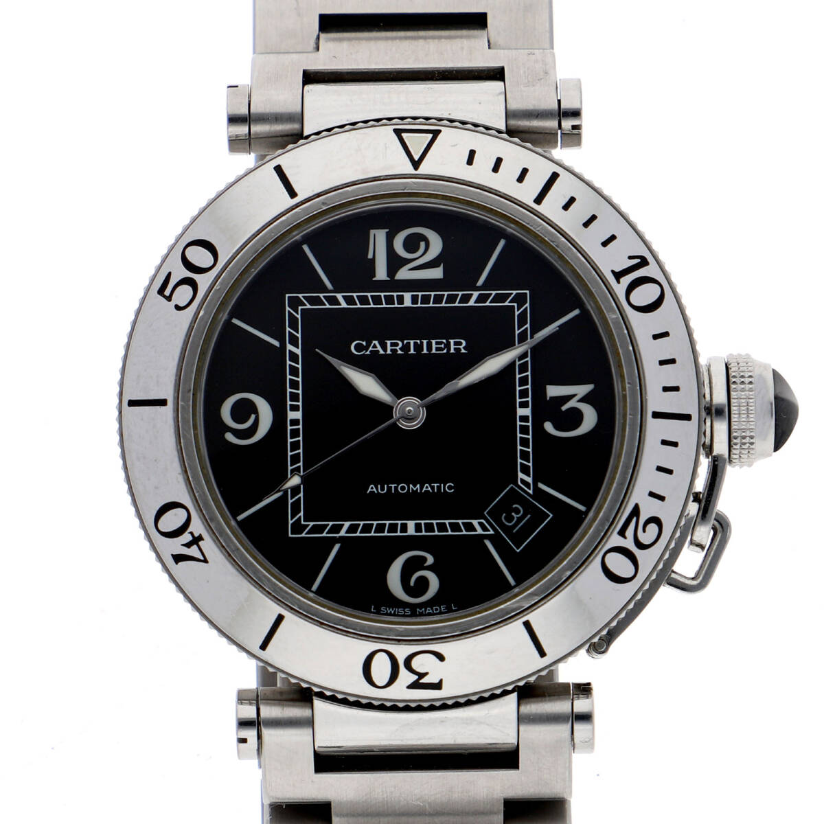 CARTIER カルティエ W31077M7 パシャC ブラックダイヤル SS 自動巻き メンズ【134979】