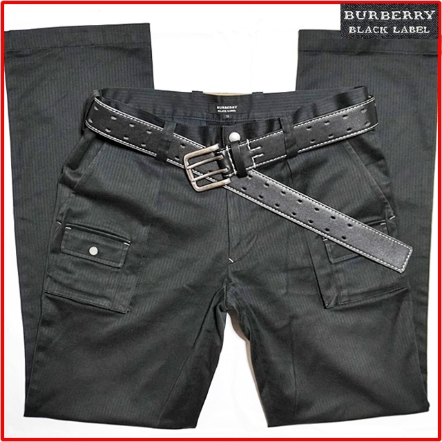 即決★BURBERRY BLACK LABEL★メンズW73/実寸≒76㎝ カーゴパンツ バーバリーブラックレーベル 廃番 ブラック 黒 三陽商会
