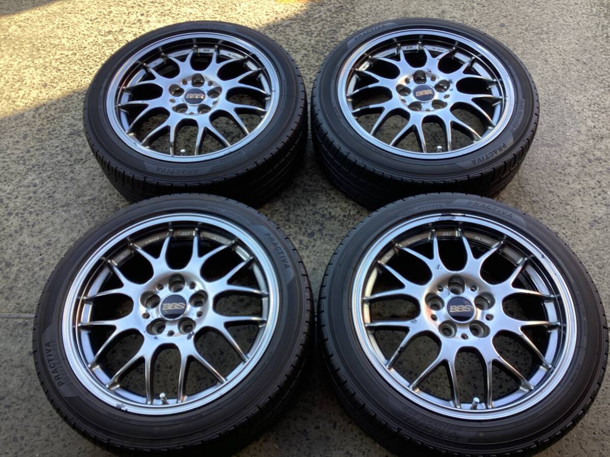 M8240 BBS RG-R RG714 17インチ 7.5J +48 100/5H ＆215/45R17 ミゾ有 夏タイヤ 4本 訳あり品
