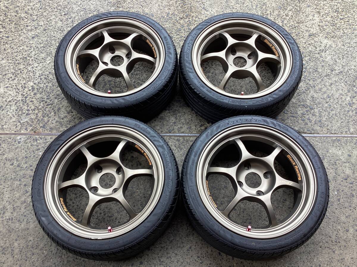 M8830 Black Racing PRO N1 16インチ 7J +35 114.3/4H＆205/40R16 ミゾあり 夏タイヤ 4本