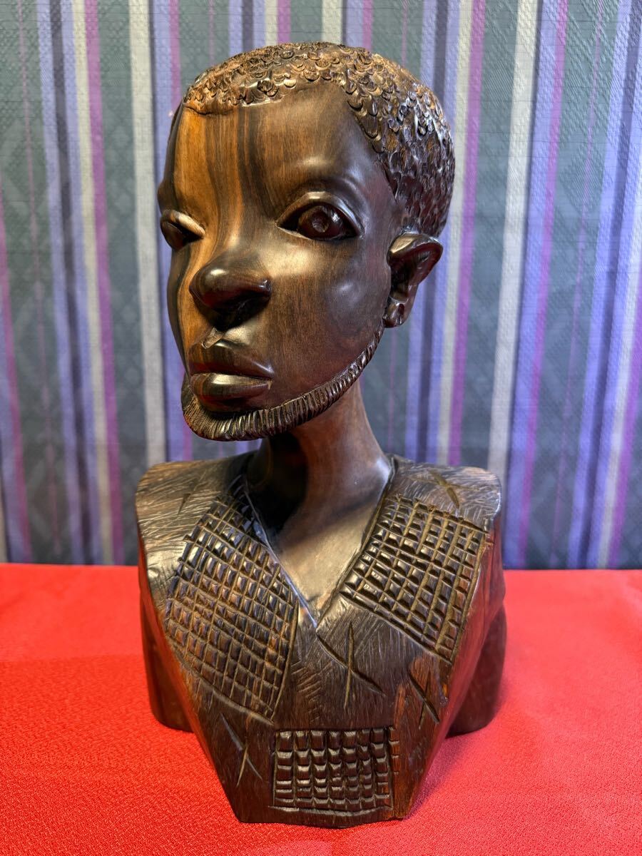 アフリカ 中南米 お土産 彫刻 人形 黒檀 インテリア レトロ 民芸品 男性像 アンティーク 置物 木彫 小物 飾り その他