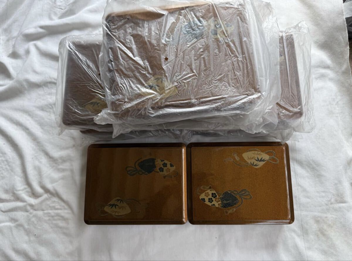 松花堂 弁当箱 割烹漆器梨地貝合わせ 仕出し屋 弁当屋 行楽 お花見 業務用弁当 10箱 10個 長期間保管品