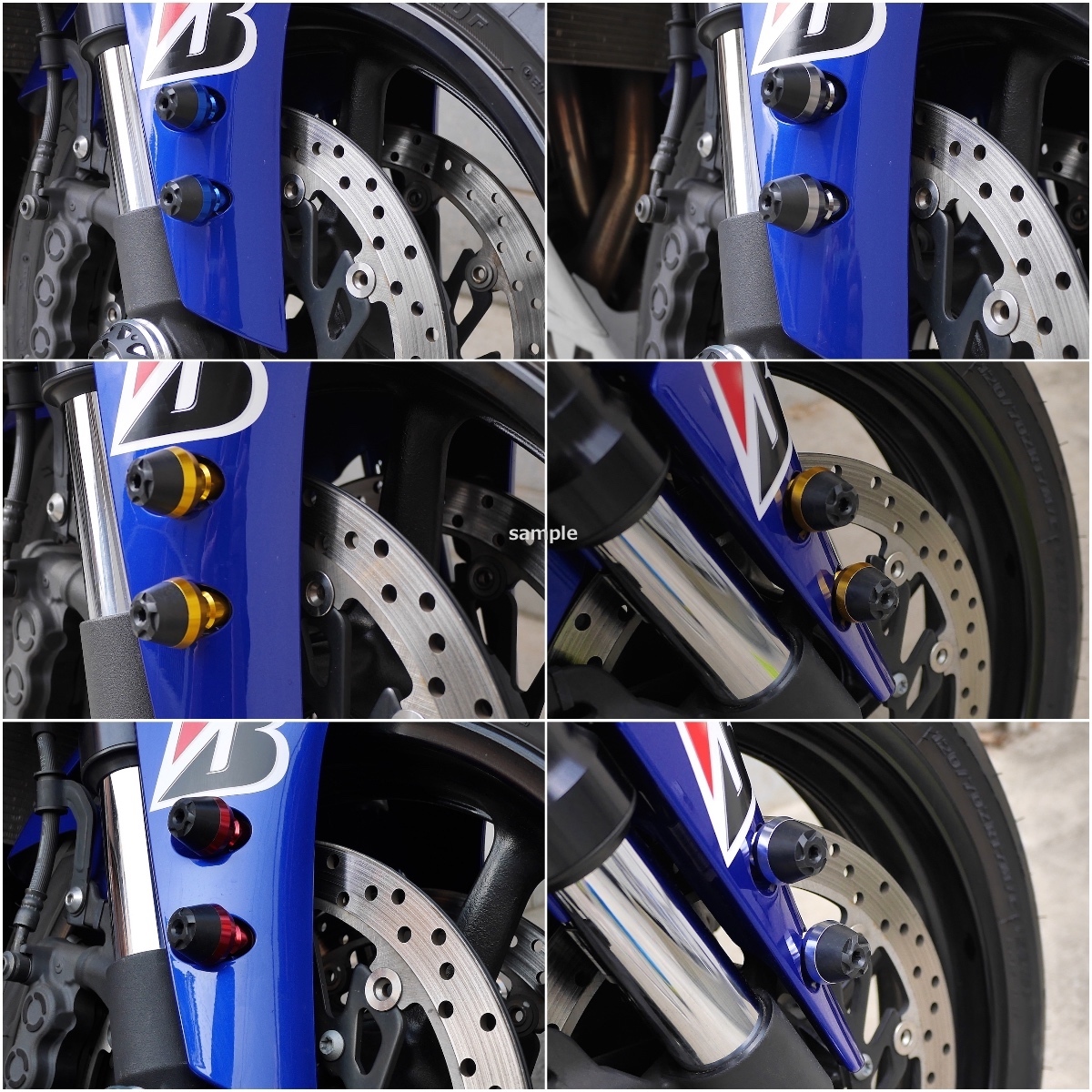 汎用品フロントフォーク フェンダープロテクター/スライダー グリーン 緑色 ZZR1400 ZX-14R ZX-4R ZX-25R Ninja1000 ニンジャ YZF-R25 隼