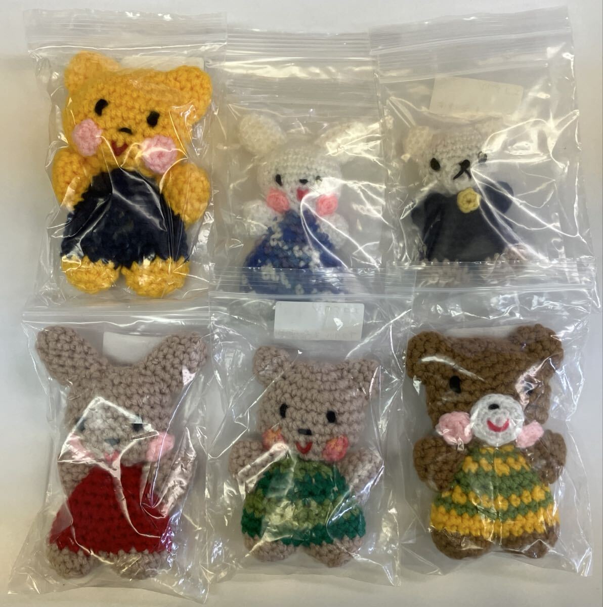 アクリルたわし エコたわし 6個セット かわいい 動物 ハンドメイド くま うさぎ ■送料無料