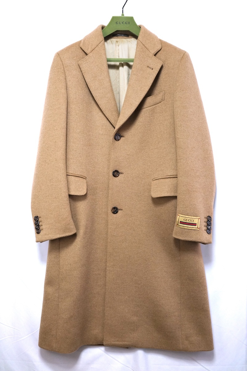GUCCI グッチ キャメルヘアー チェスター コート 袖ロゴタグ付き キャメル 44サイズ（170/84A）663482 ZAHGS