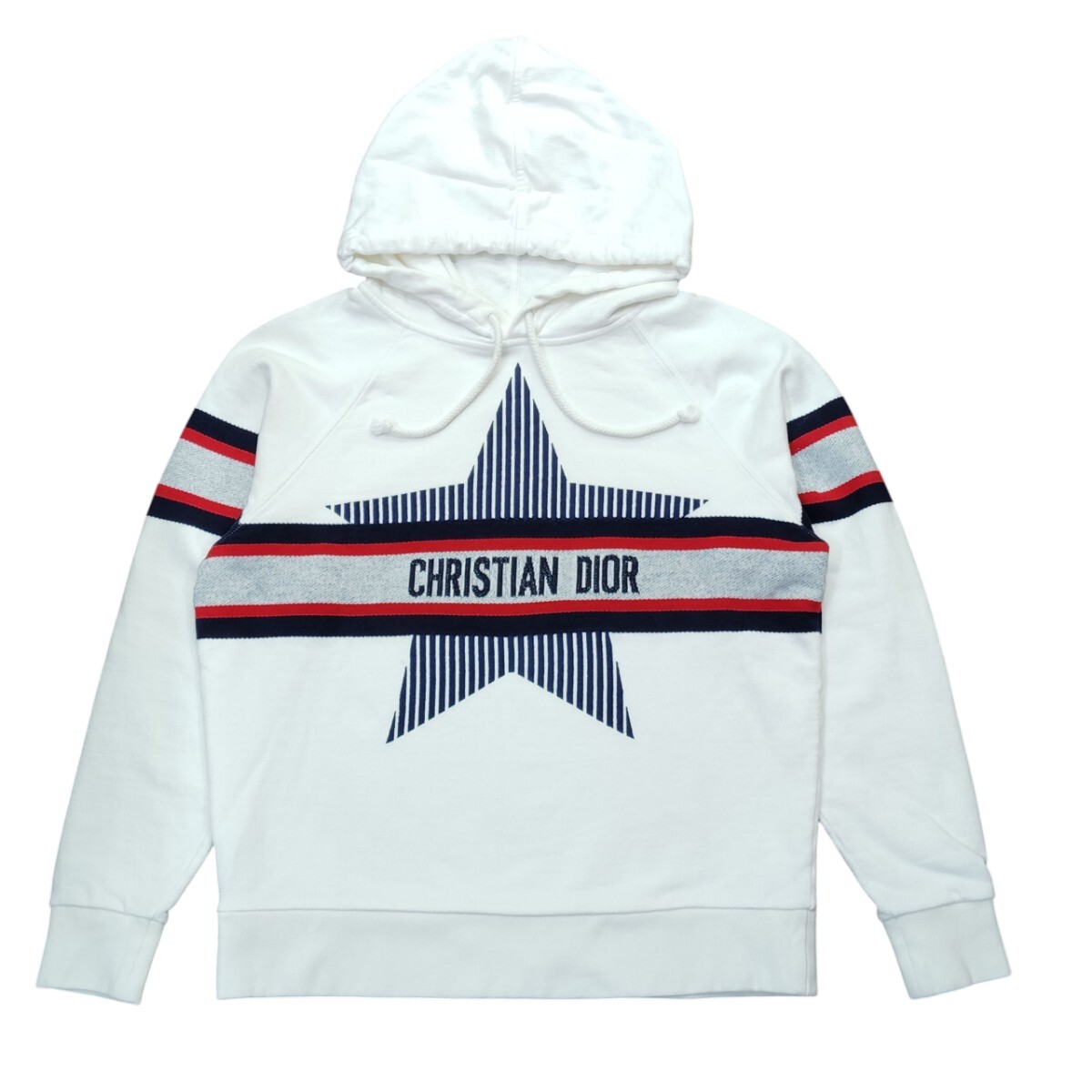 ☆Christian Dior クリスチャン・ディオール 143S20A4005 21AW アルプス スターロゴ コットン プルオーバー パーカー コットン ホワイト XS