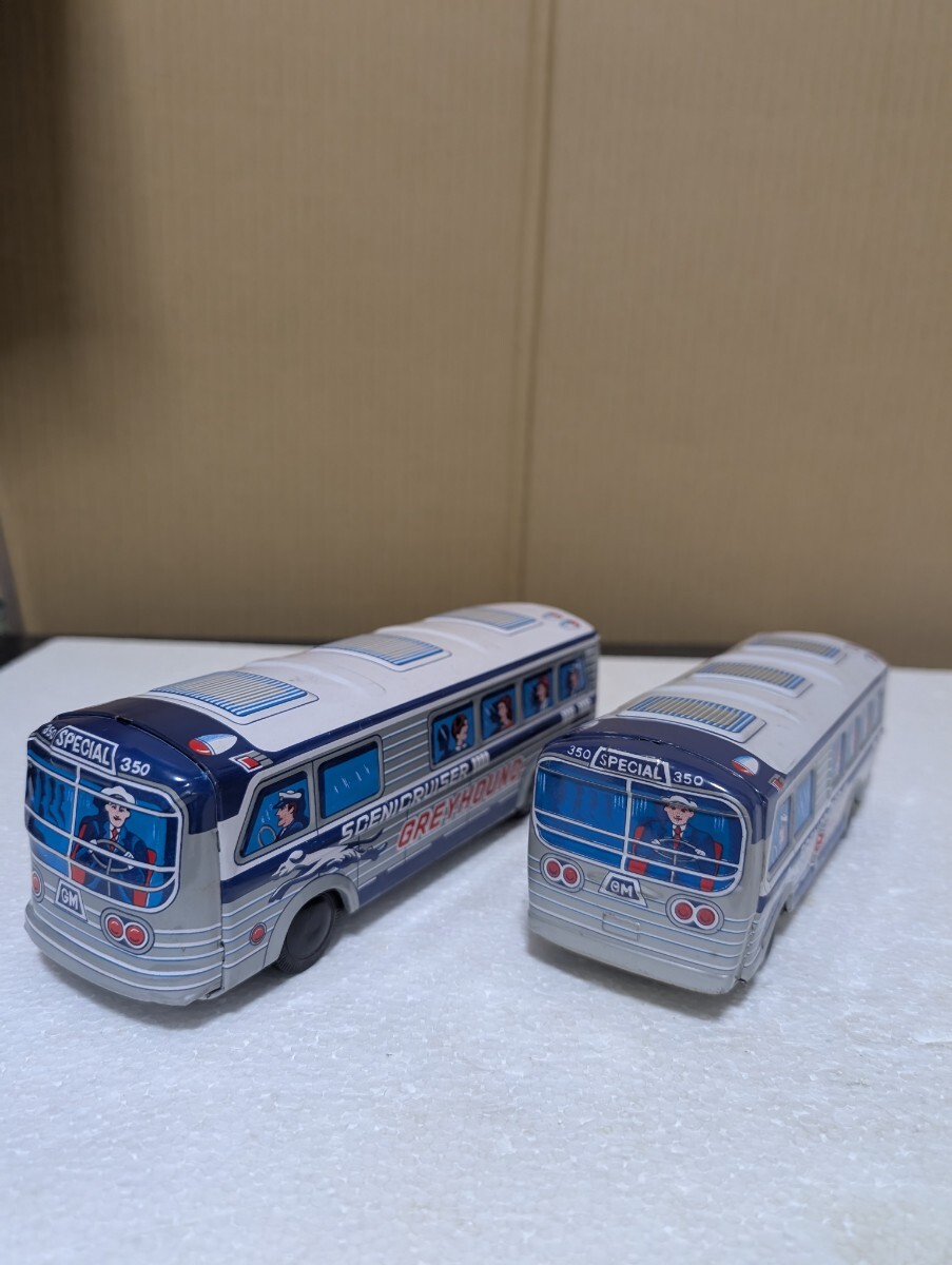 昭和当時物 レトロ玩具 ブリキ玩具 GREYHOUND ブリキ製 グレイハウンド バス MADE IN JAPAN 2台セット SCENICRUISER 